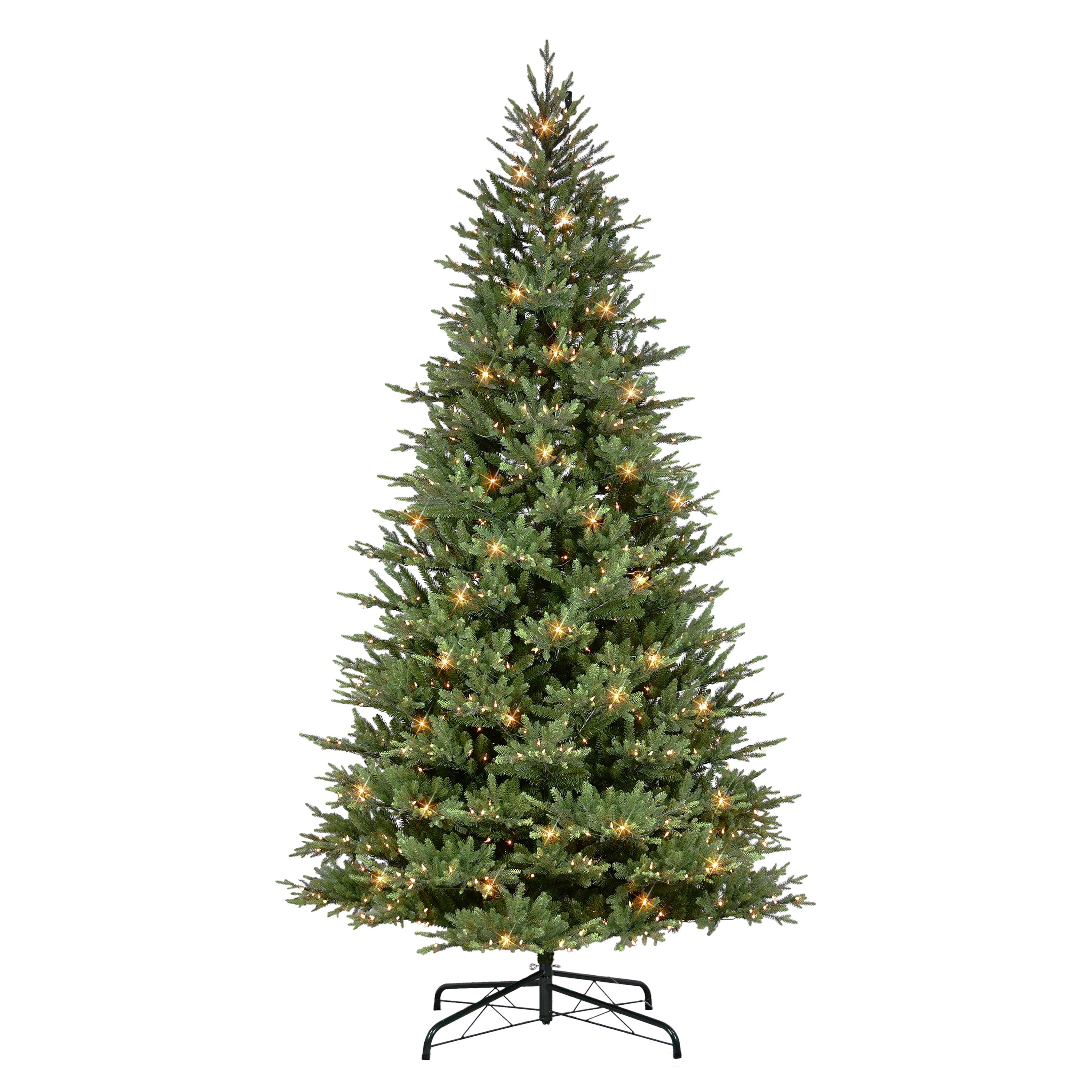9 ft Pre-Lit Balsam Fir Artificial Christmas Tree with 1000 UL Clear Lights On/Off Foot Pedal Metal Stand Green BFTA-90C10